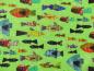 Preview: Frogtastic Fische bunt grün Patchworkstoff von Benartex